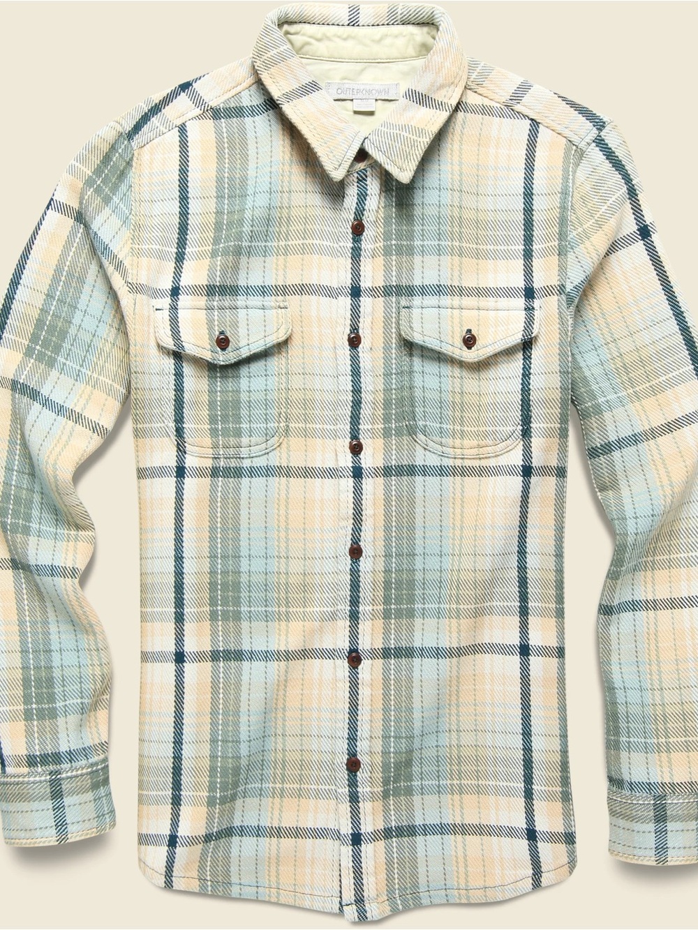 OUTERKNOWN Blanket Shirt Grey Mist Bienvenido Plaid medium